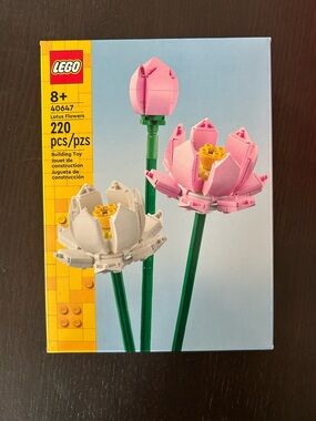 LEGO Pink & White Lotus Flowers with Green Stems